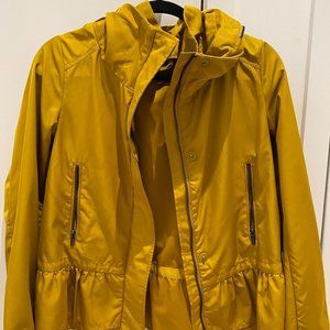 Zara Outerwear Cropped Rain Jacket - Mustard Yellow - Medium
